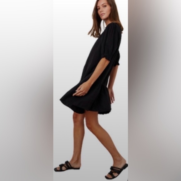 VELVET BY GRAHAM AND SPENCER SZ L MIXED MEDIA KILEY 
MINI DRESS IN BLACK - Picture 2 of 6